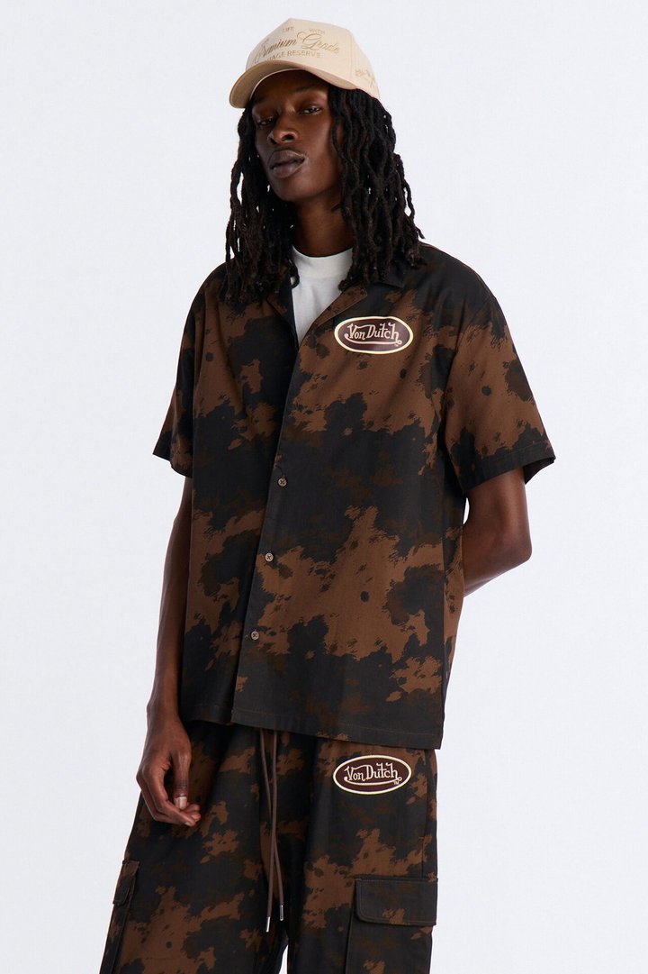 Von Dutch Rodeo Dual Cuban Button Up - Brown