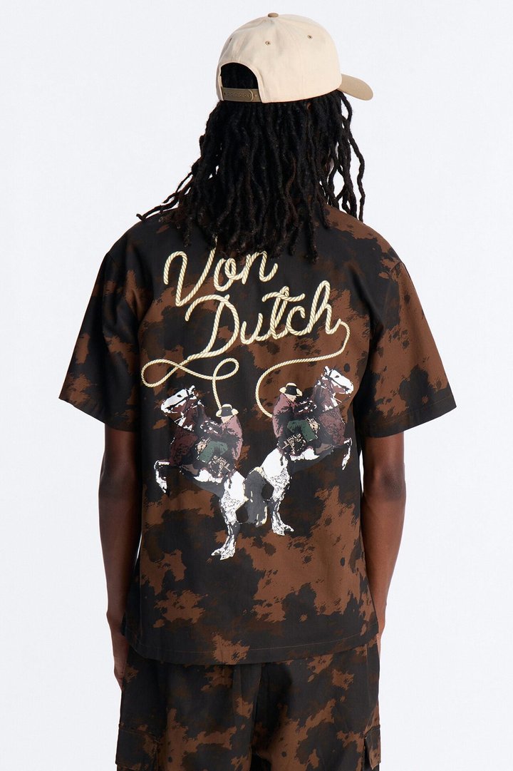Von Dutch Rodeo Dual Cuban Button Up - Brown