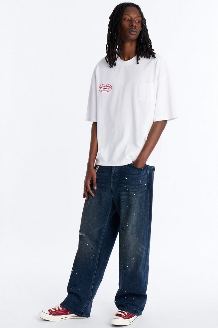 In The Paint Splat Baggy Jeans - Dark Wash