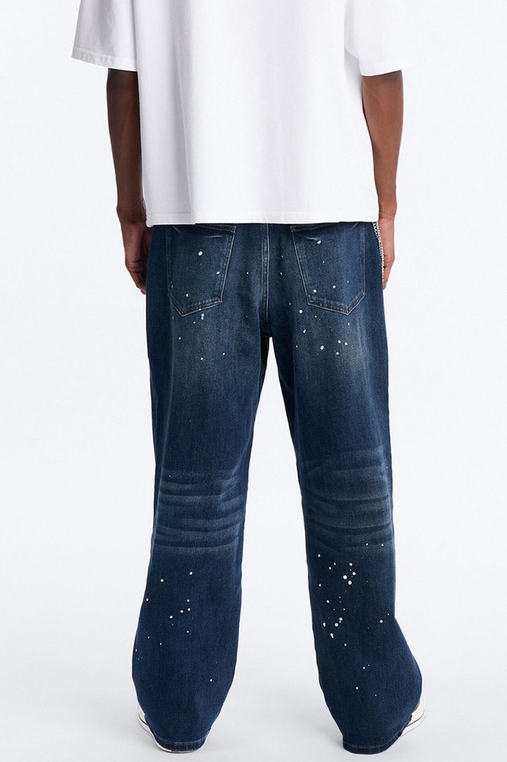 In The Paint Splat Baggy Jeans - Dark Wash