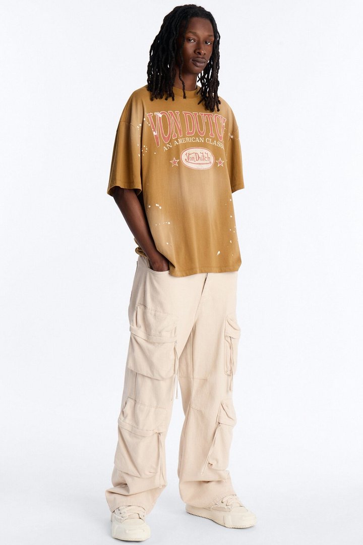 Von Dutch American Classic Boxy Short Sleeve Tee - Tan