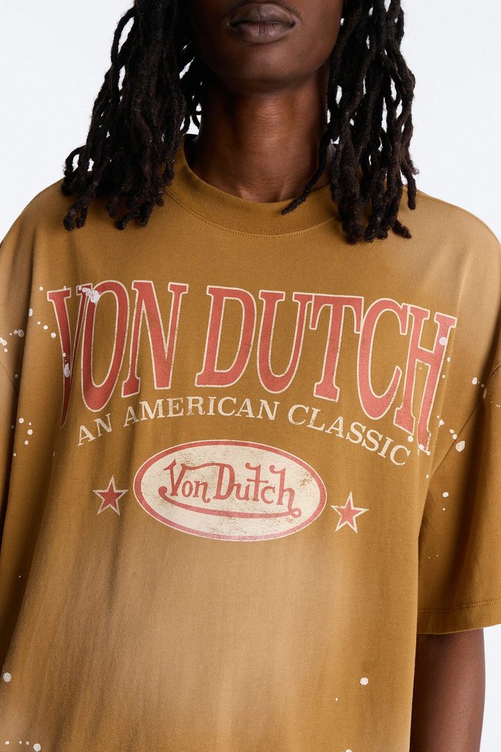 Von Dutch American Classic Boxy Short Sleeve Tee - Tan