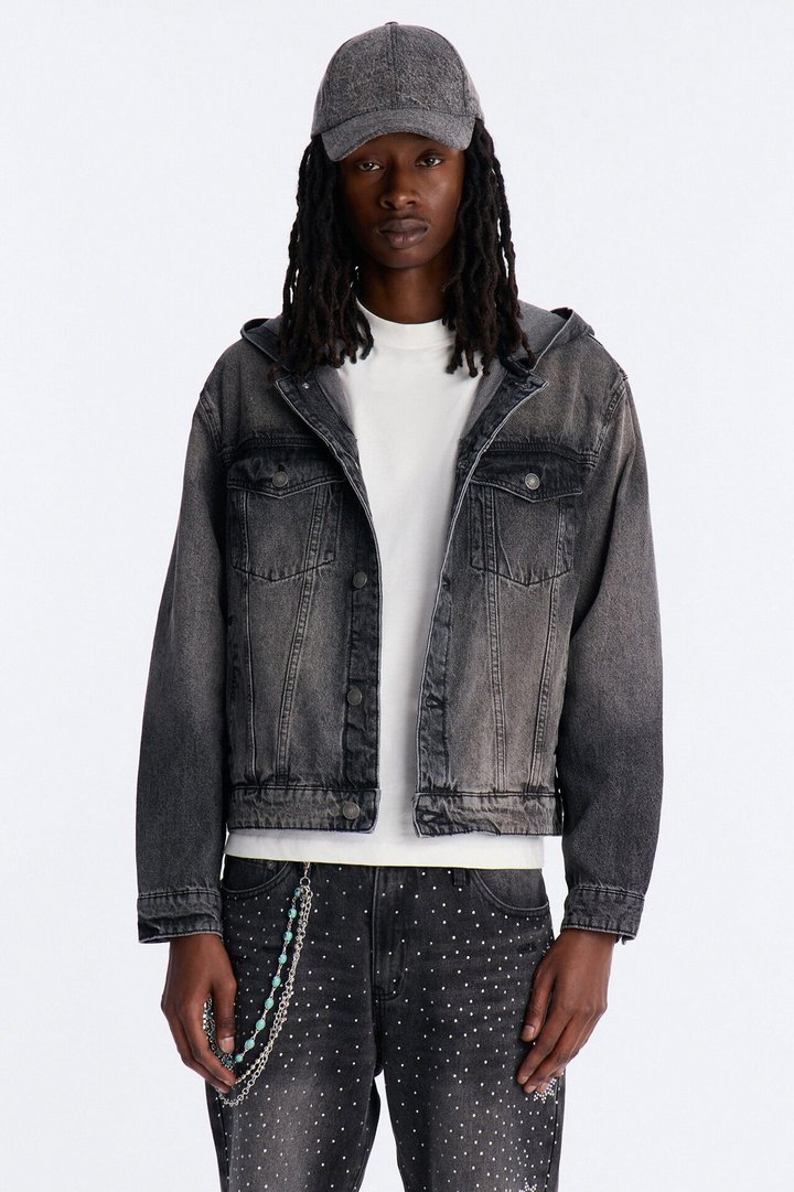Shrunken Off Duty Denim Trucker Jacket - Black Wash