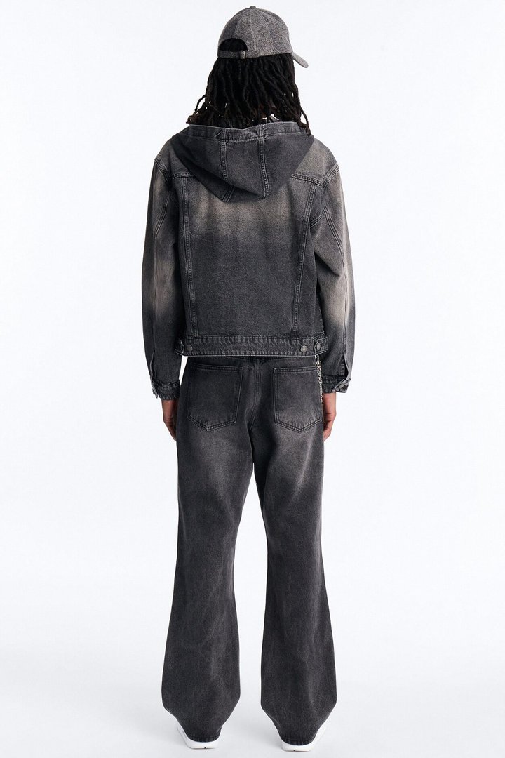 Shrunken Off Duty Denim Trucker Jacket - Black Wash