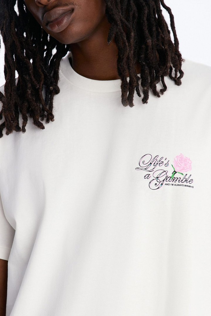 Lifes A Gamble And Im Always Winning Short Sleeve Tee - Off White