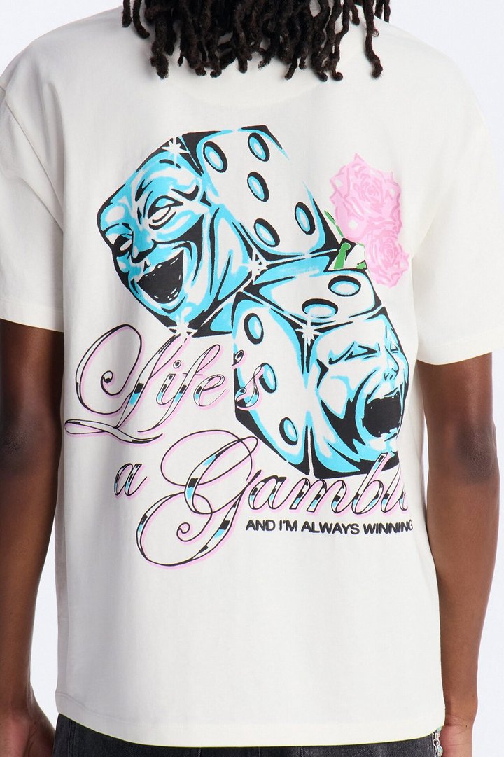 Lifes A Gamble And Im Always Winning Short Sleeve Tee - Off White