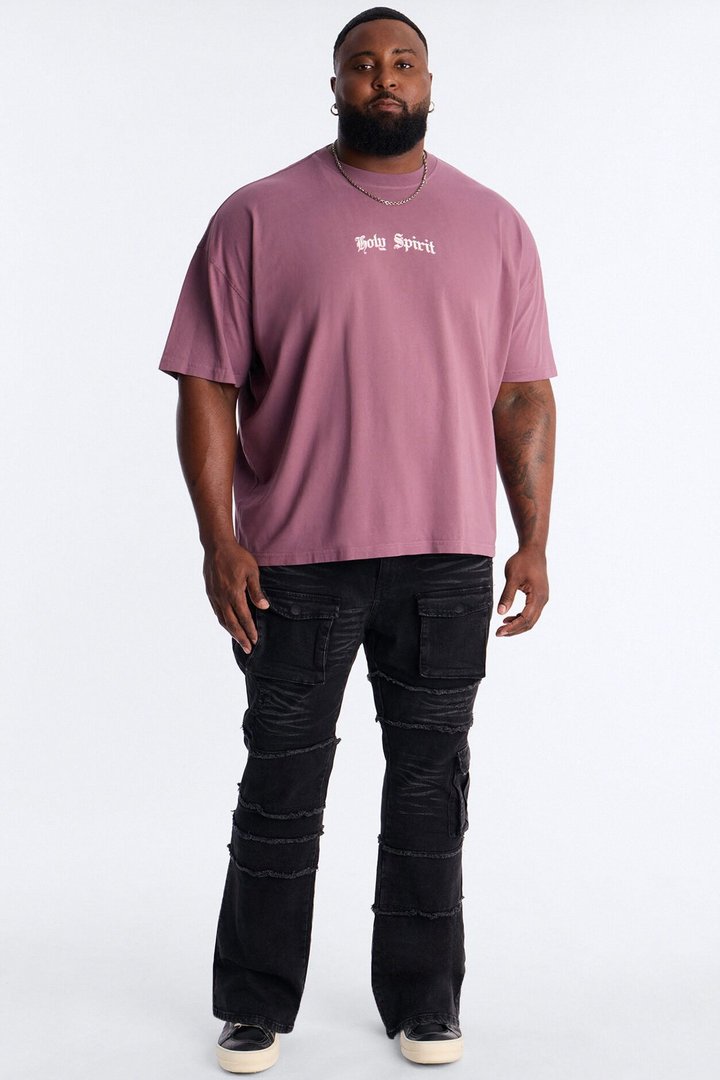 Holy Spirit Protect Me Oversized Short Sleeve Tee - Purple