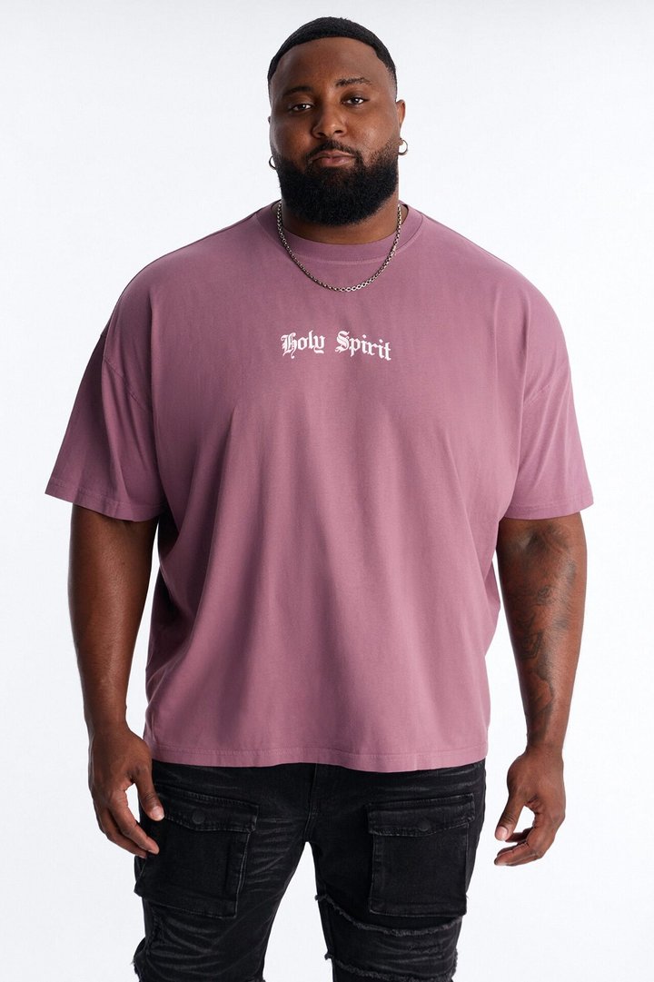 Holy Spirit Protect Me Oversized Short Sleeve Tee - Purple
