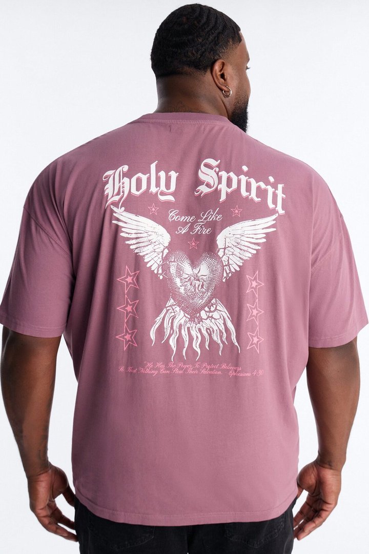 Holy Spirit Protect Me Oversized Short Sleeve Tee - Purple