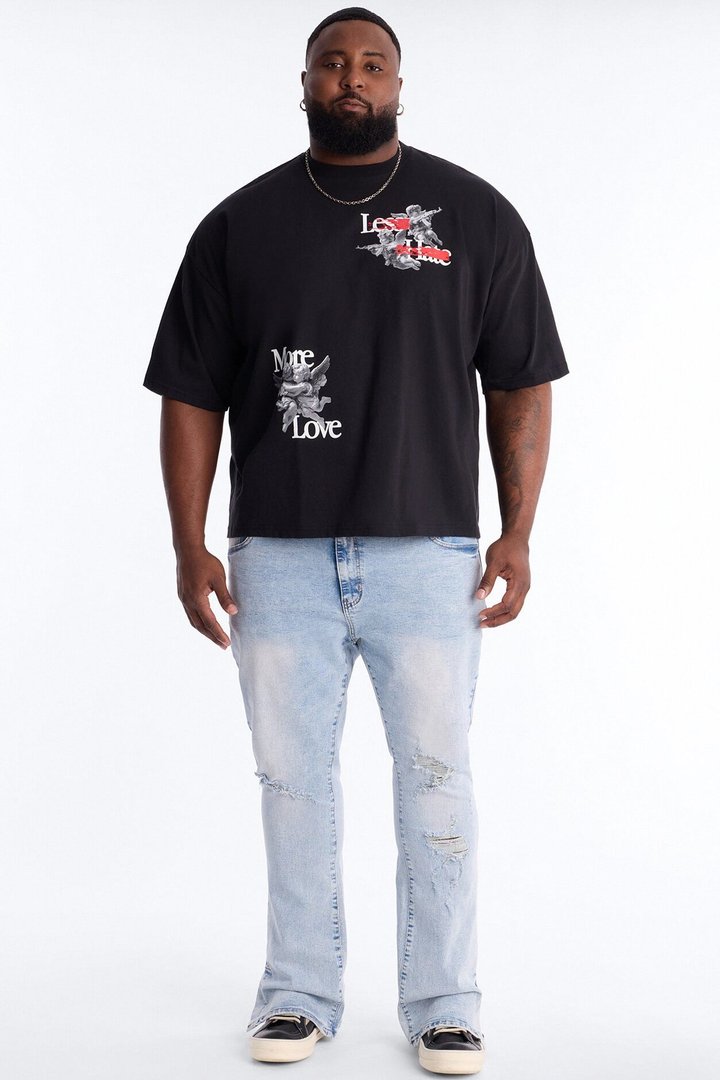 Less Hate More Love Boxy Short Sleeve Tee - Black