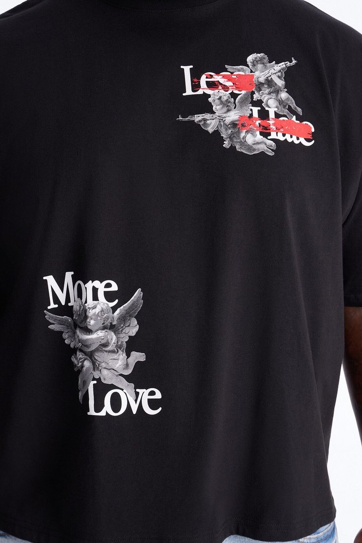 Less Hate More Love Boxy Short Sleeve Tee - Black