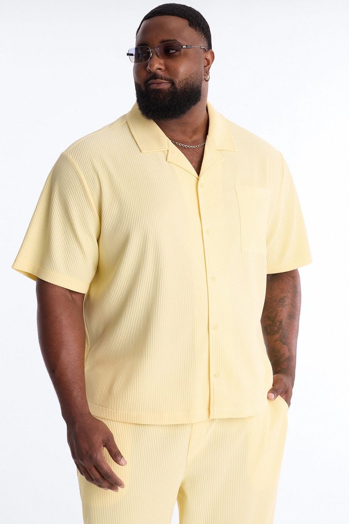 Show Up Short Sleeve Cuban Shirt - Butter Yellow