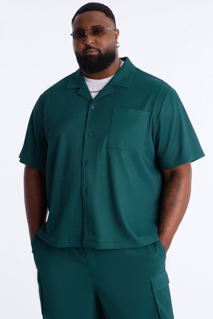 Show Up Short Sleeve Cuban Shirt - Teal