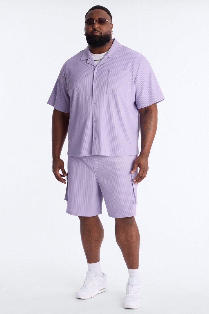 Show Up Short Sleeve Cuban Shirt - Lavender