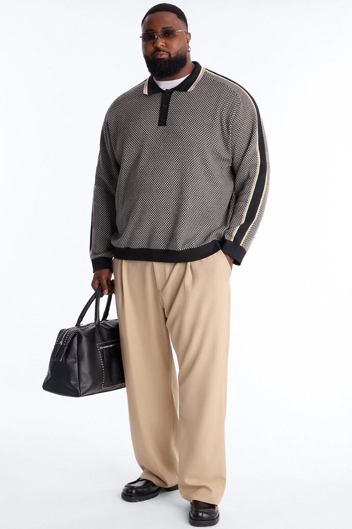 Ashford Knitted Long Sleeve Polo - Black