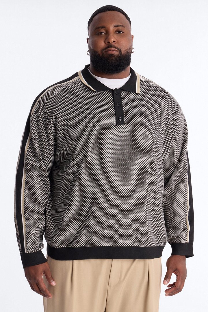 Ashford Knitted Long Sleeve Polo - Black