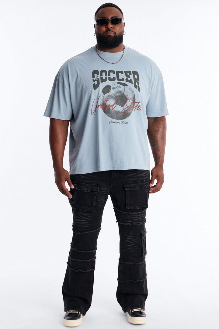 Soccer USA Oversized Short Sleeve Tee - Light Blue