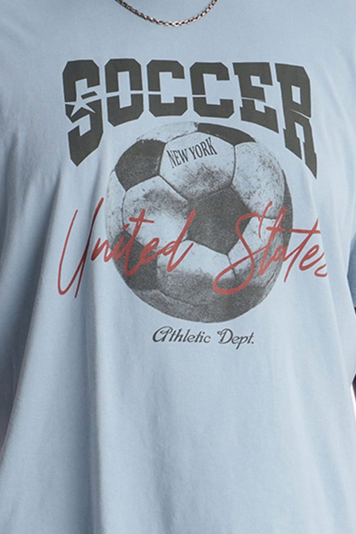 Soccer USA Oversized Short Sleeve Tee - Light Blue
