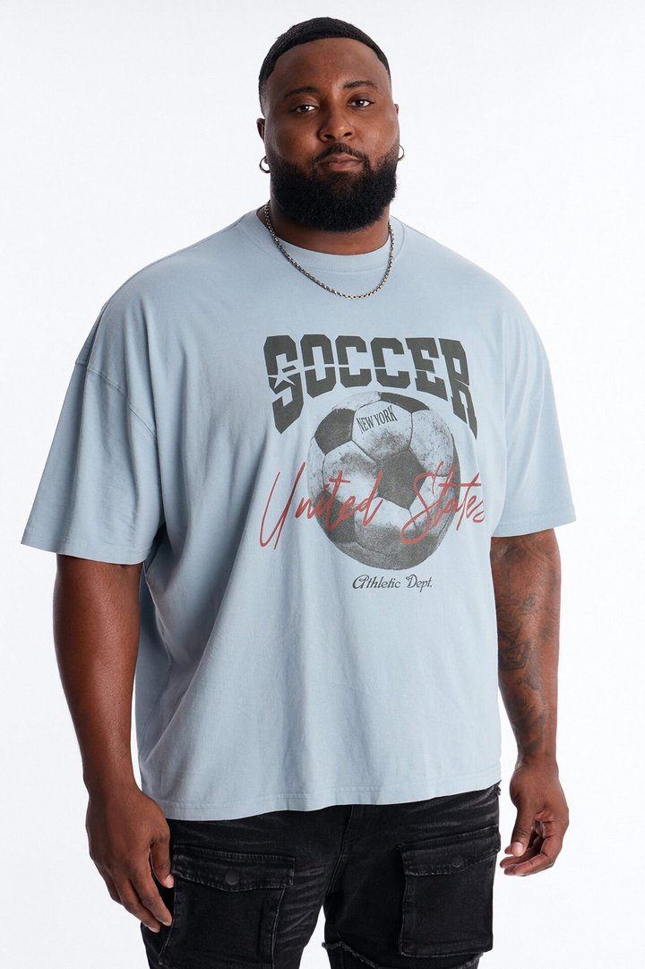 Soccer USA Oversized Short Sleeve Tee - Light Blue
