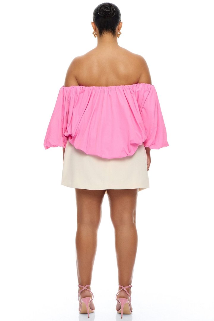 Olyvia Off Shoulder Taffeta Top - Pink