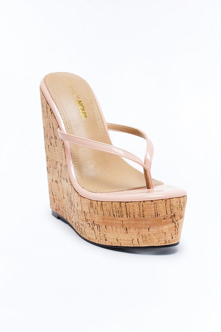 Kaleo Thong Platform Wedges - Blush