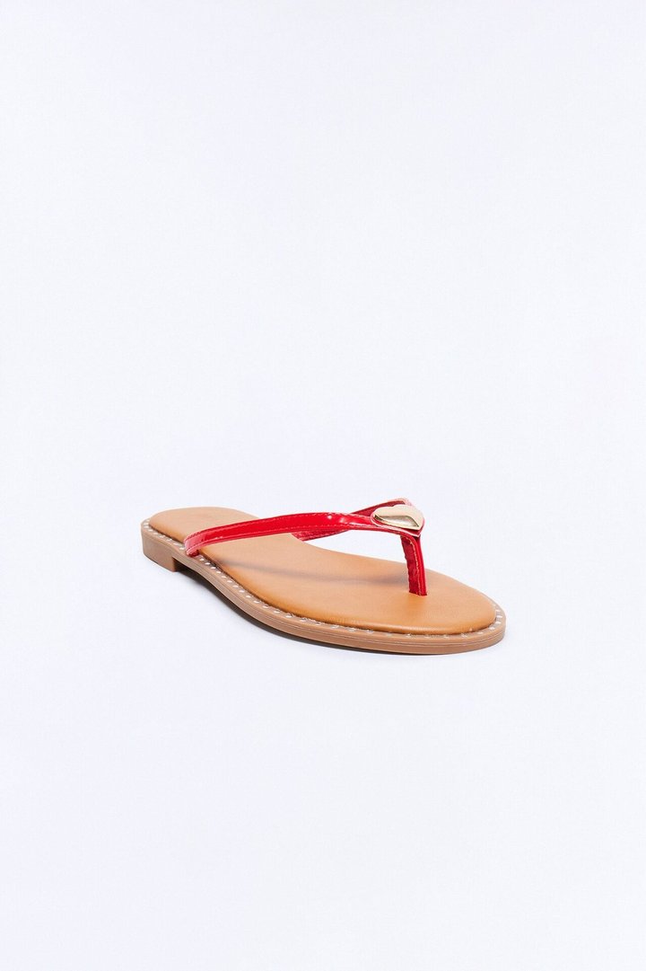 Rici Heart Flip Flops - Red