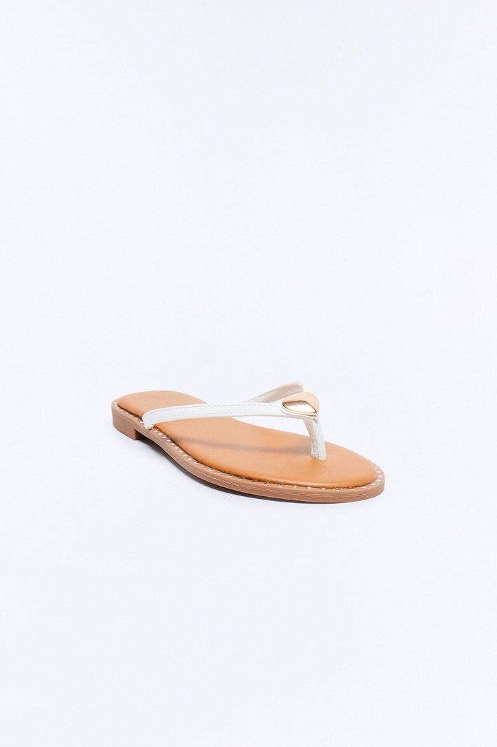 Rici Heart Flip Flops - White