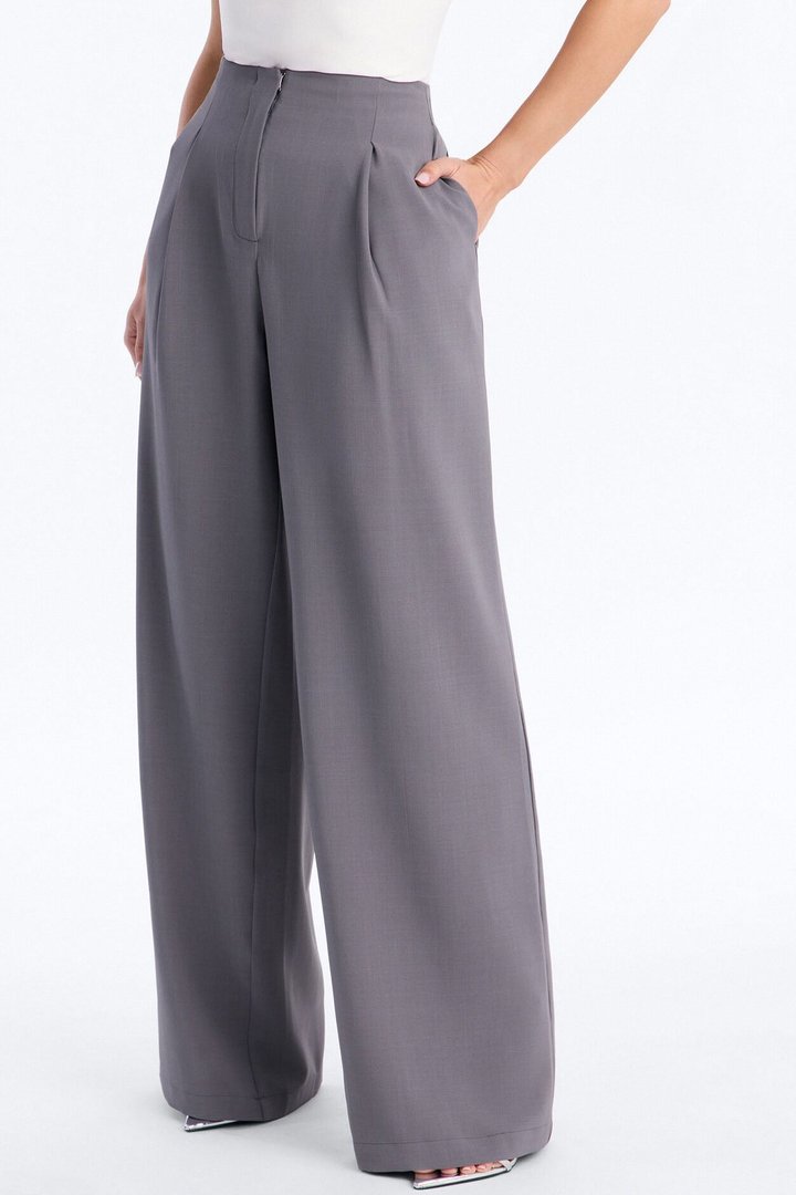 Zamara High Rise Clean Waistband Trouser Pant 33″ - Charcoal