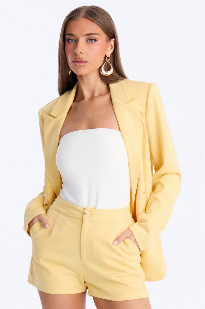 Bright Intentions Blazer Short Set - Yellow