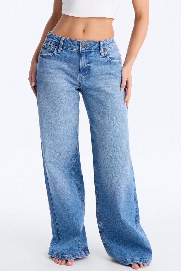 Southie Stretch Wide Leg Jeans - Medium Wash