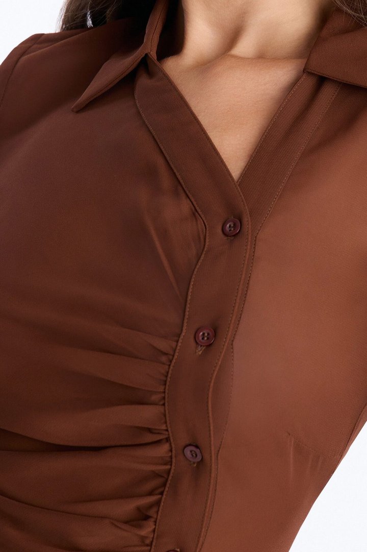 Easy Chic Sheer Chiffon Shirt - Chocolate