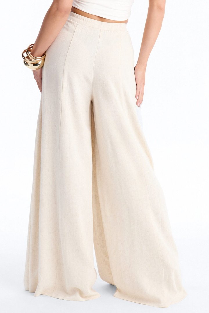 Aubrey High Rise Linen Wide Leg Pant 33″ - Natural