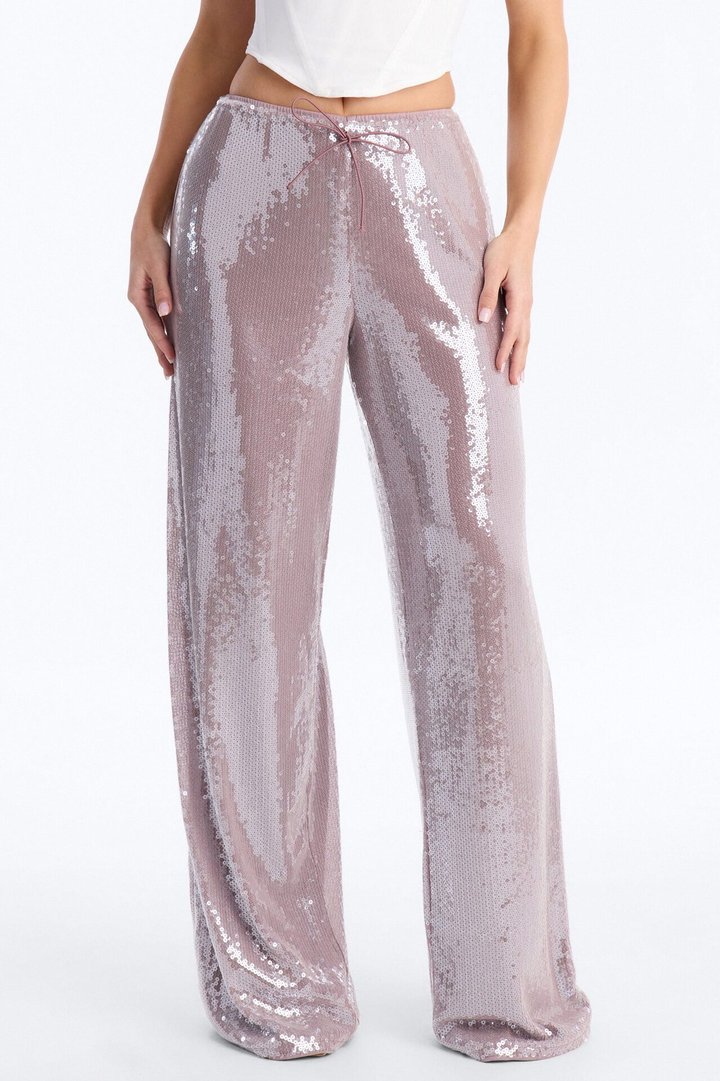 Glow Time Sequin Embellished Pants - Orchid