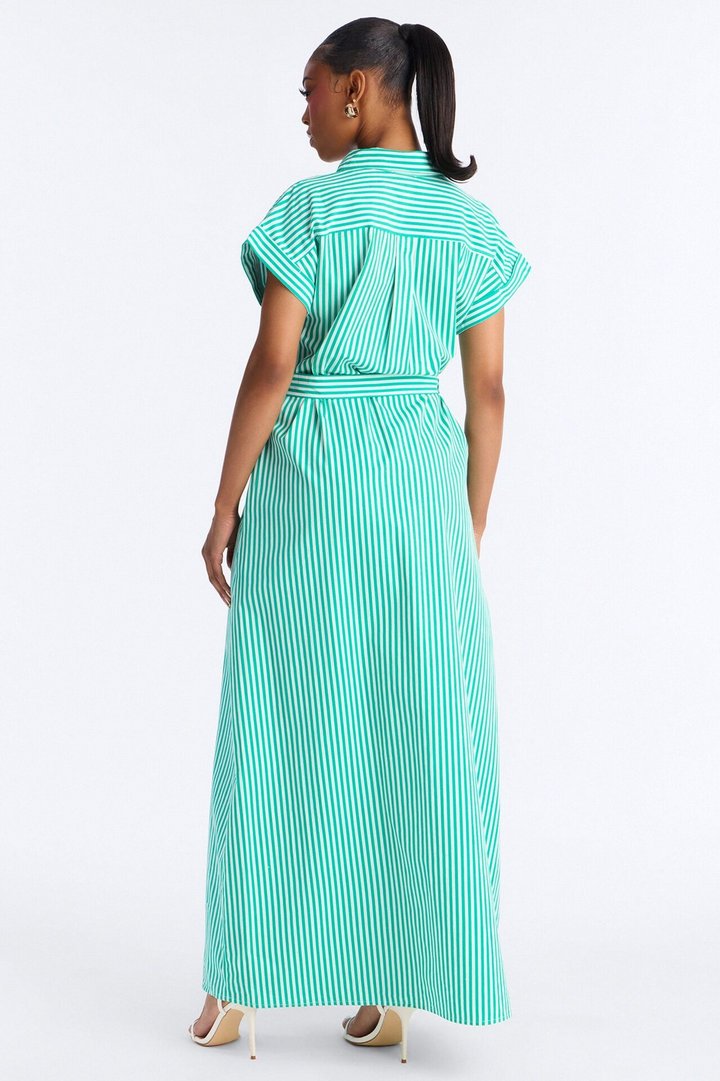 Easy Breezy Maxi Shirt Dress - Green/combo