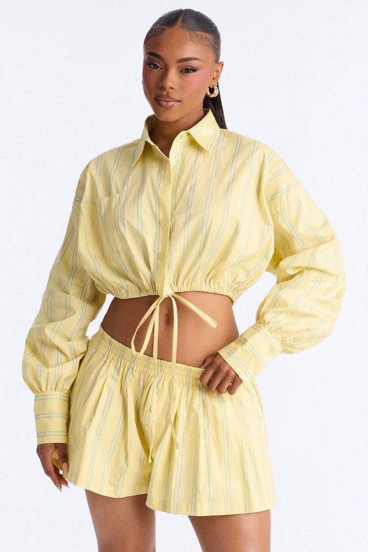 Penelope Pinstripe Short Set - Yellow/combo