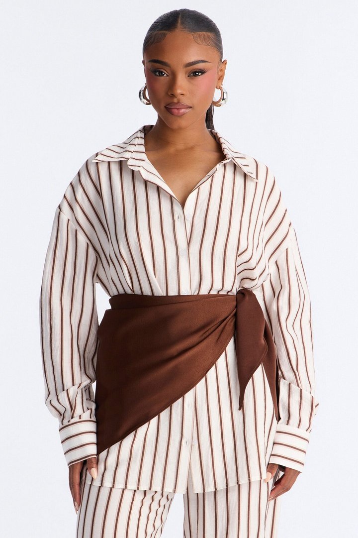 Senna Linen 3 Piece Scarf Pant Set - White/combo