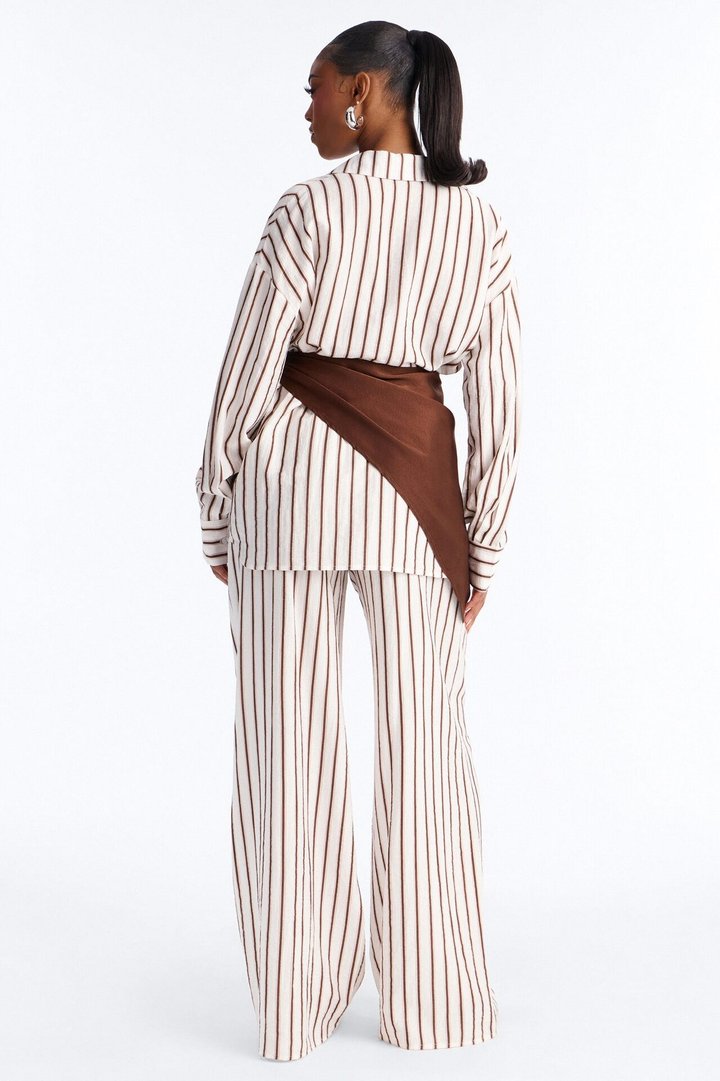 Senna Linen 3 Piece Scarf Pant Set - White/combo