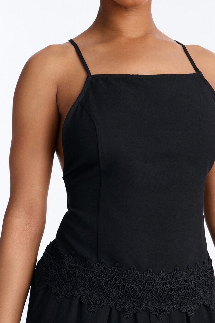 Tianna Backless Linen Pant Set - Black