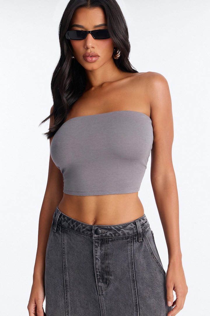 Lyla Double Lined Tube Top - Grey