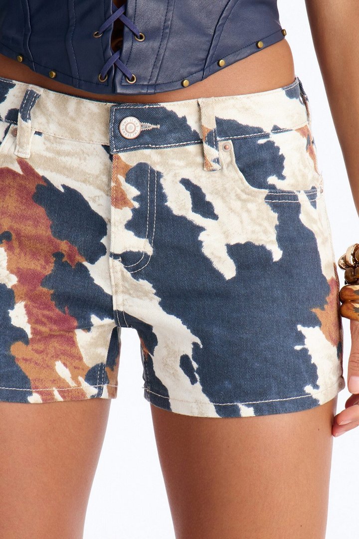 Dallas Artwalk Stretch Denim Shorts - Brown/combo