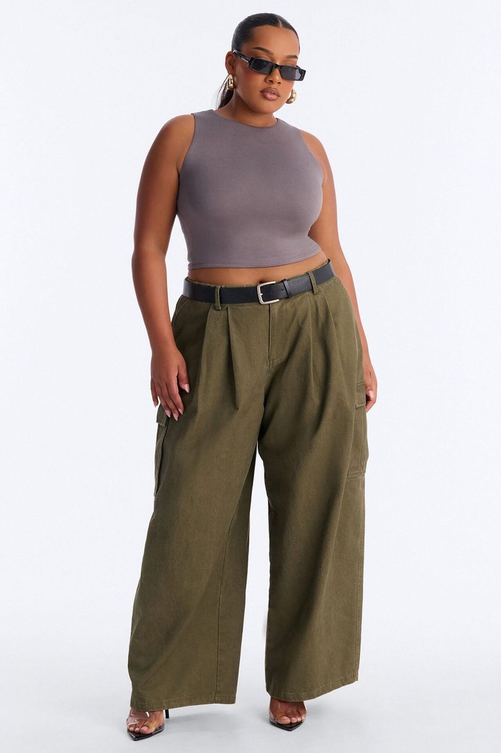 Amberly Double Lined Jersey Tank - Grey
