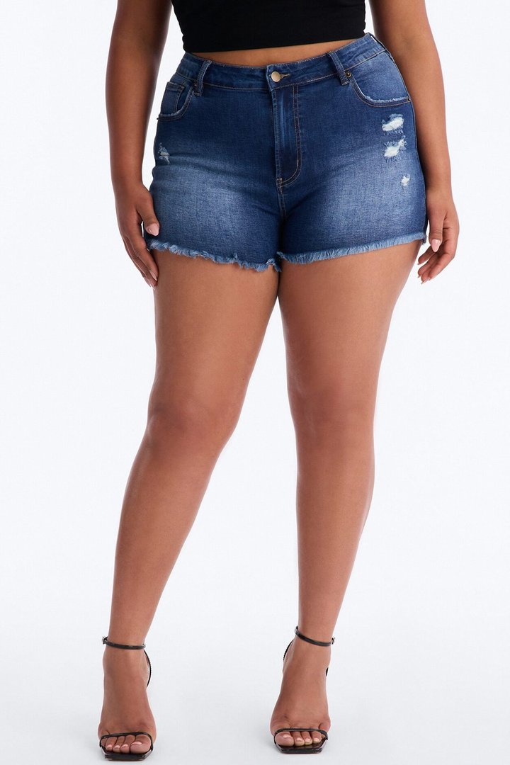 Beach Haven Cut Off Stretch Denim Shorts - Dark Wash