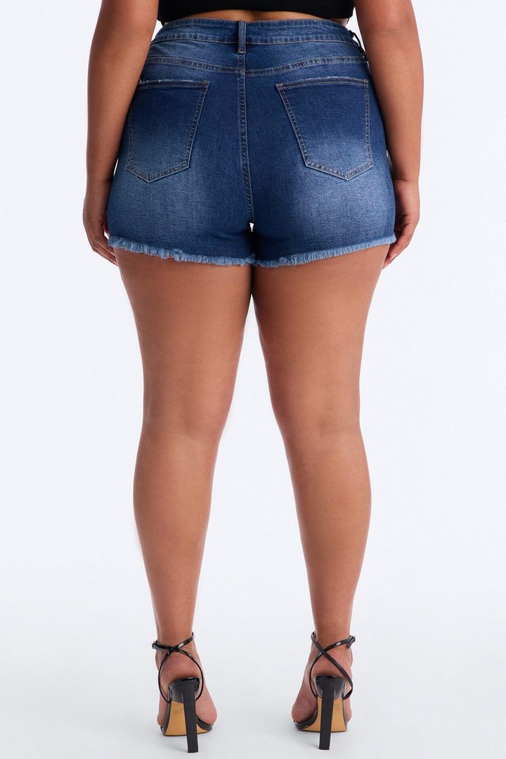 Beach Haven Cut Off Stretch Denim Shorts - Dark Wash
