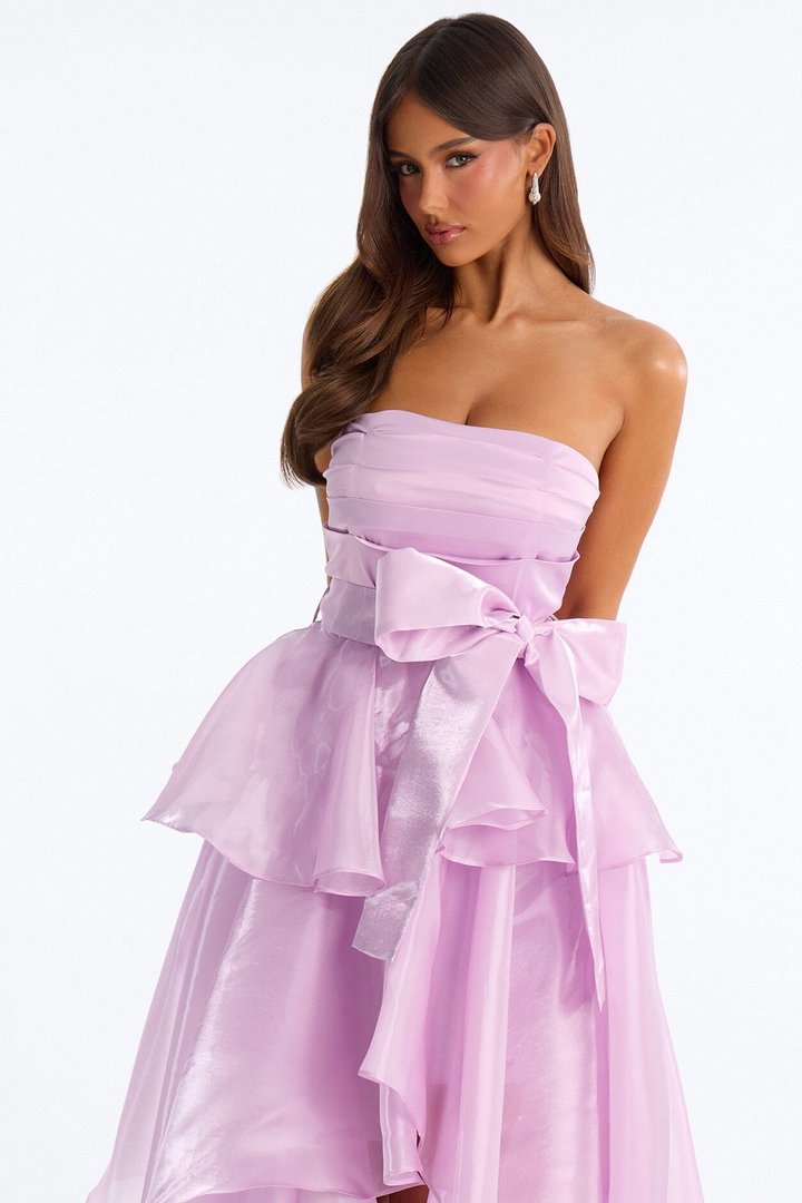 Hanna Ruffle Organza Midi Dress - Lavender