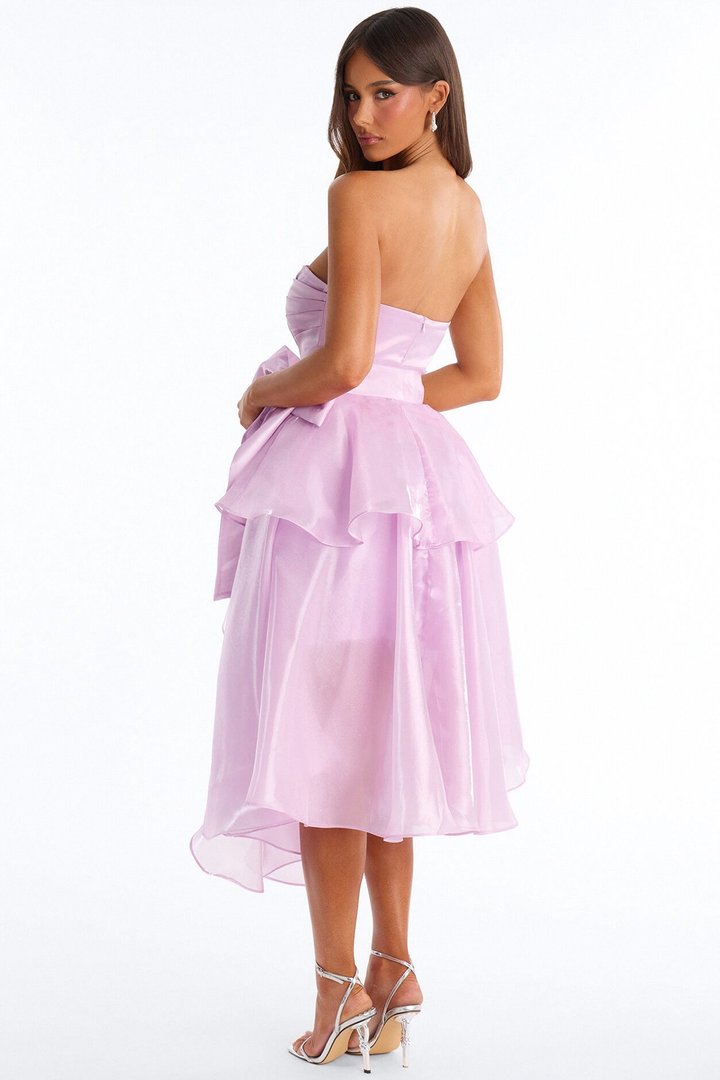 Hanna Ruffle Organza Midi Dress - Lavender