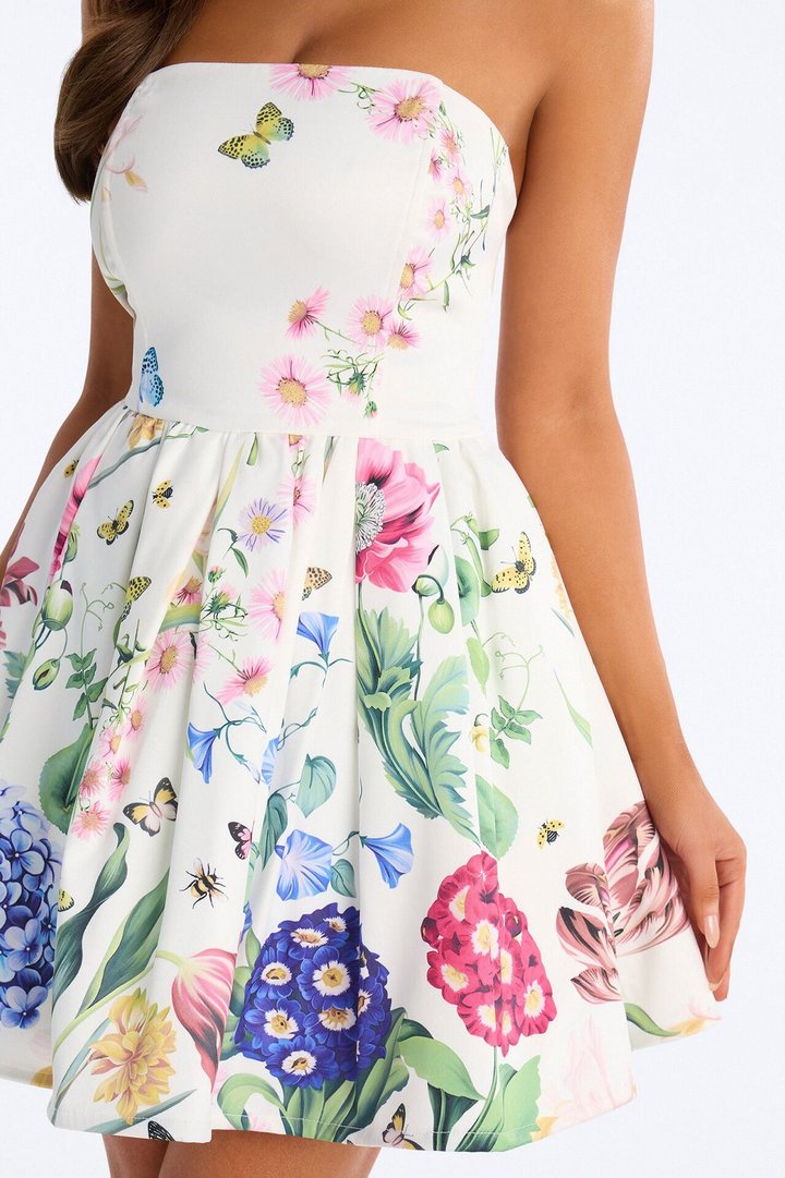See Me Blossom Floral Mini Dress - White/combo