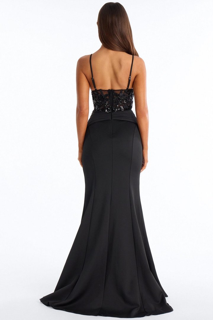 Endless Nights Embroidered Gown - Black