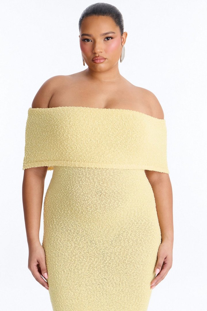 Effortless Edge Sweater Maxi Dress - Yellow