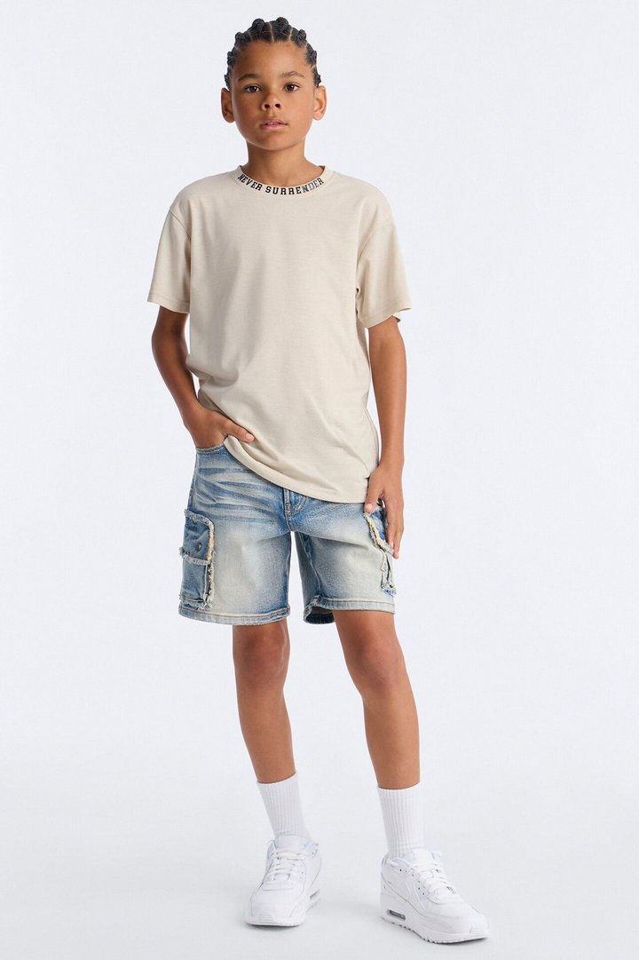 Mini Rush Home Denim Cargo Shorts - Light Blue Wash