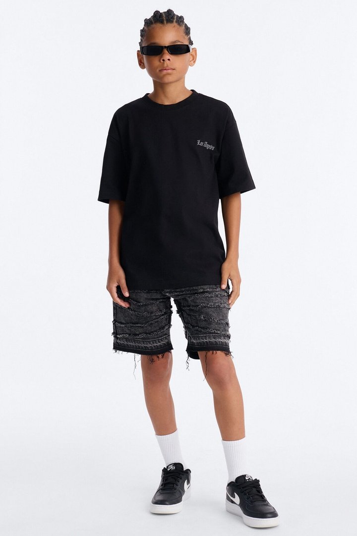 Mini Nice Try Frayed Denim Short - Black Wash